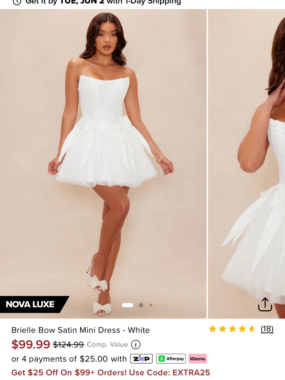 Fashion Nova White Strapless Tulle Bow Mini Dress